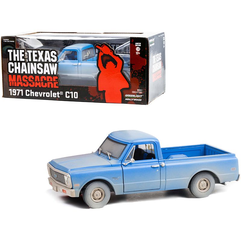 1971 Chevrolet C10 Pickup Truck Light Blue (Dusty) "The Texas Chainsaw Massacre" (1974) Movie 1/24 Diecast Model Car by Greenlight