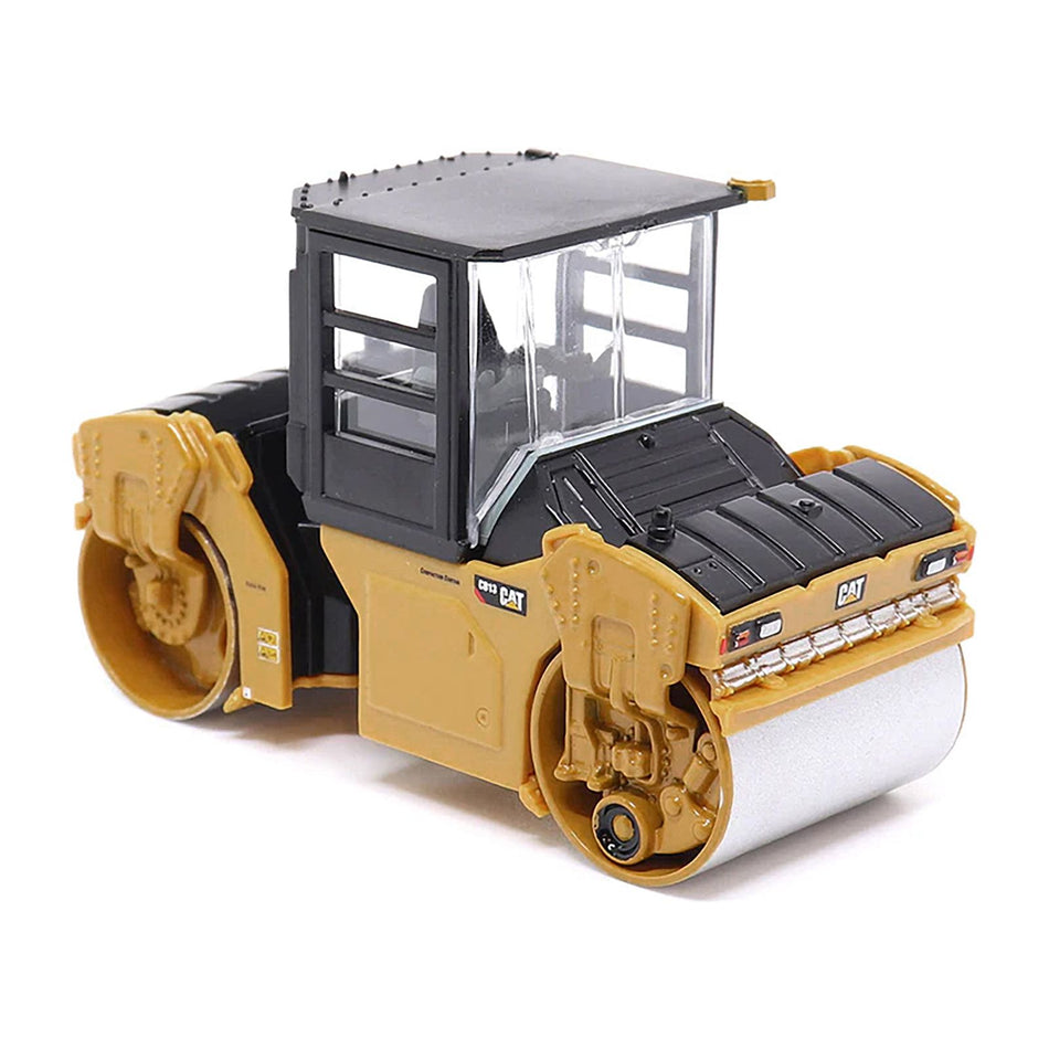 CAT Caterpillar CB-13 Tandem Vibratory Roller with Cab Yellow and Black 1/64 Diecast Model by Diecast Masters