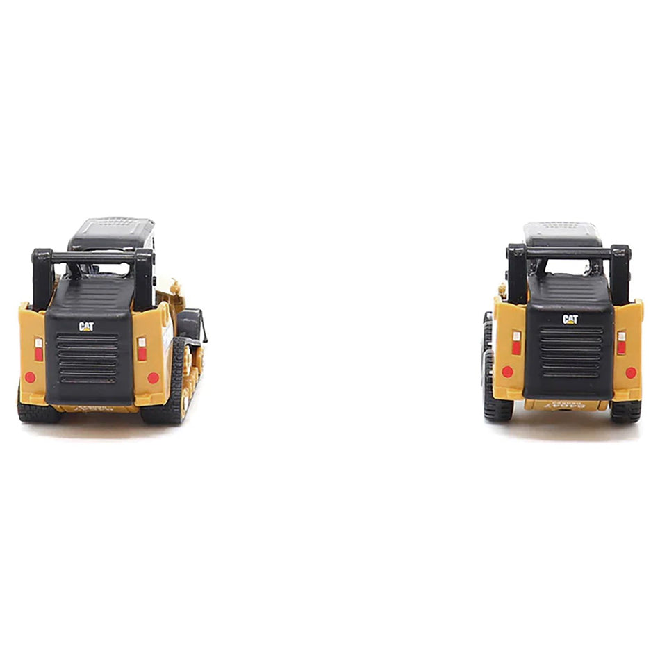 CAT Caterpillar 272D2 Skid Steer Loader Yellow and CAT Caterpillar 297D2 Compact Track Loader Yellow Set of 2 pieces 1/64 Diecast Models by Diecast Masters