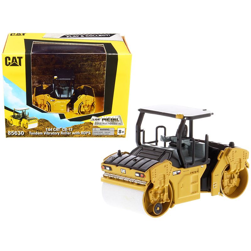 CAT Caterpillar CB-13 Tandem Vibratory Roller with ROPS "Play & Collect!" Series 1/64 Diecast Model by Diecast Masters