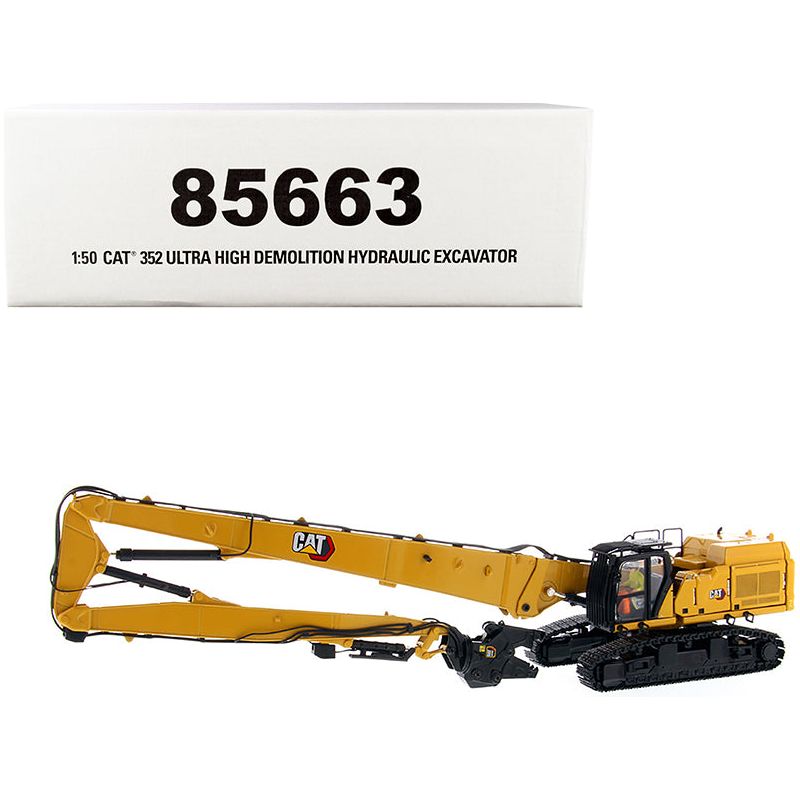 CAT Caterpillar 352 Ultra High Demolition Hydraulic Excavator with Operator and Two Interchangeable Booms "High Line Series" 1/50 Diecast Model by Diecast Masters