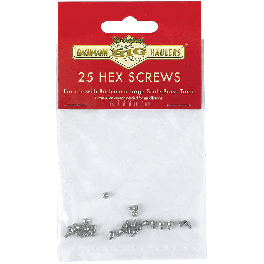 Bachmann Stainless Steel Hex Screws 25/Bag - Brass Track (Large Scale)