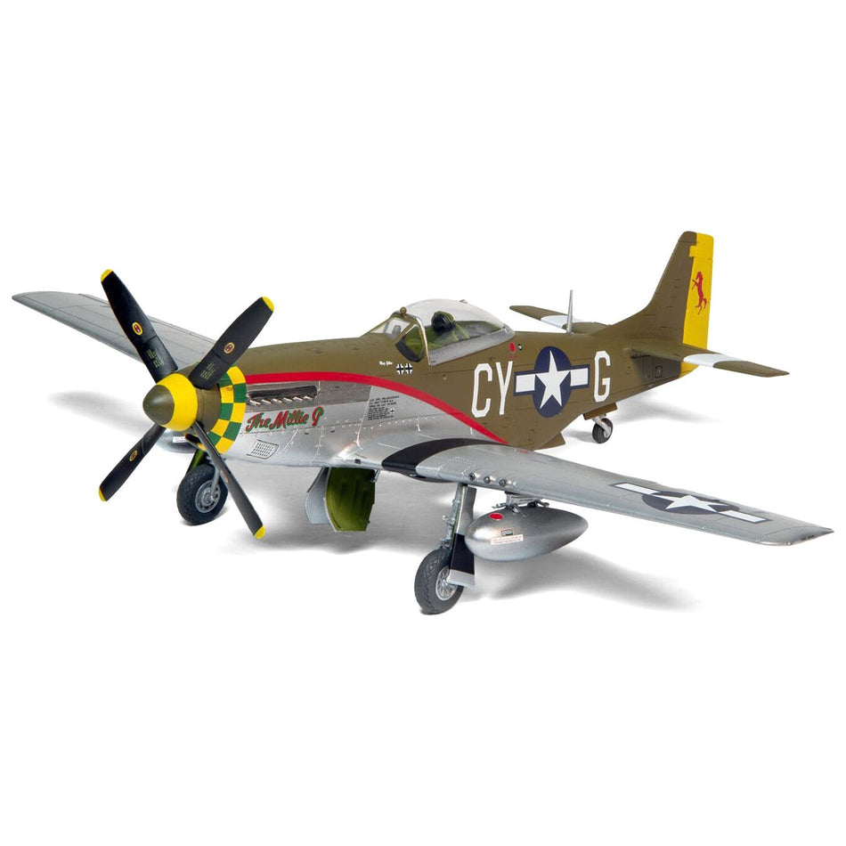 Level 2 Model Kit North American P-51D Mustang Fighter Aircraft with 2 Scheme Options 1/48 Plastic Model Kit by Airfix