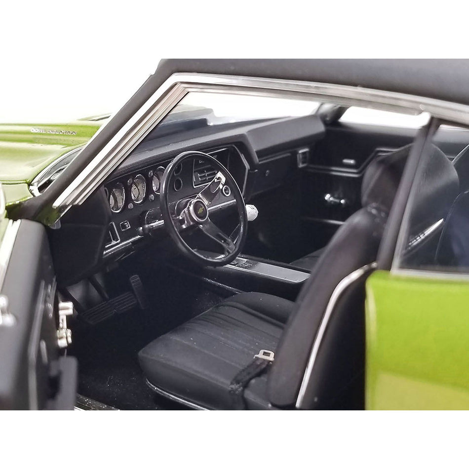 1970 Chevrolet Chevelle SS Restomod Citrus Green Metallic with Black Stripes and Black Vinyl Top Limited Edition to 258 pieces Worldwide 1/18 Diecast Model Car by ACME