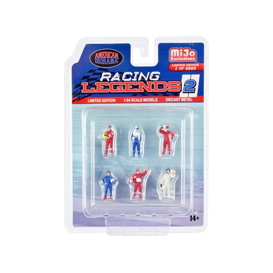 "Racing Legends 2" 6 piece Diecast Set (6 Driver Figures) Limited Edition to 4800 pieces Worldwide for 1/64 Scale Models by American Diorama