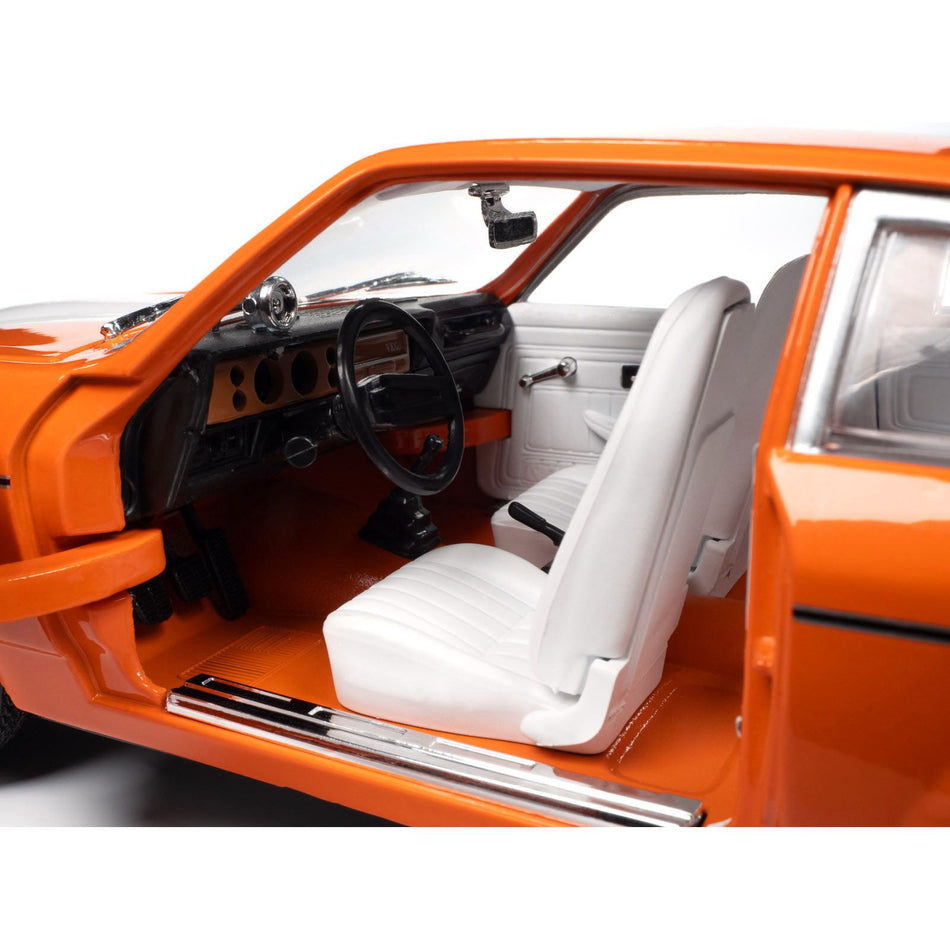 1973 Chevrolet Vega GT Bright Orange with White Stripes and Interior "Class of 1973" "American Muscle" Series 1/18 Diecast Model Car by Auto World