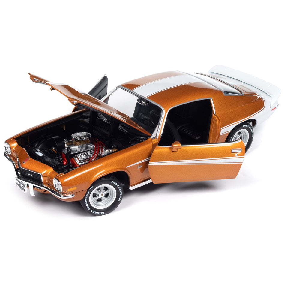 1973 Chevrolet Camaro "Baldwin Motion" Light Copper Metallic with White Stripes "Class of 1973" "American Muscle" Series 1/18 Diecast Model Car by Auto World