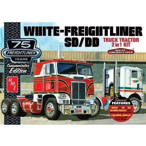 AMT White Freightliner 2-in-1 SD/DD Cabover Tractor (75th Anniversary) 1:25 Scale Model Kit