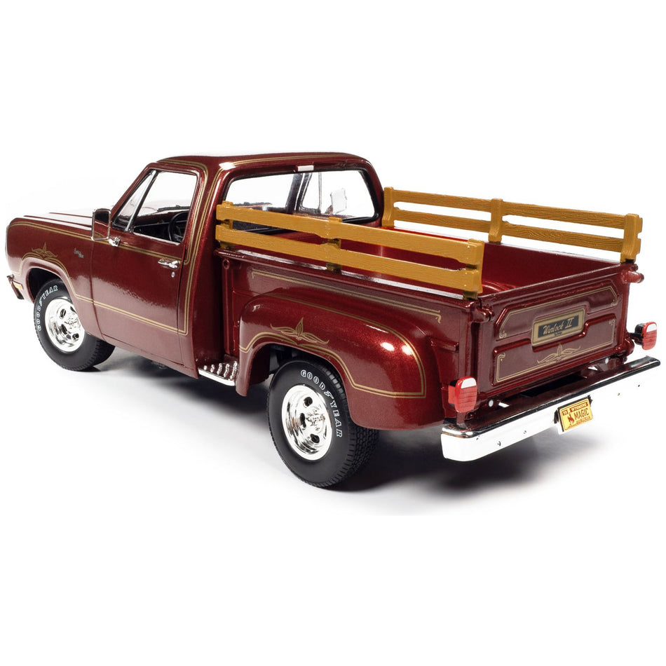 1979 Dodge Warlock II D100 Utiline Pickup Truck Canyon Red Metallic with Graphics 1/18 Diecast Model Car by Auto World