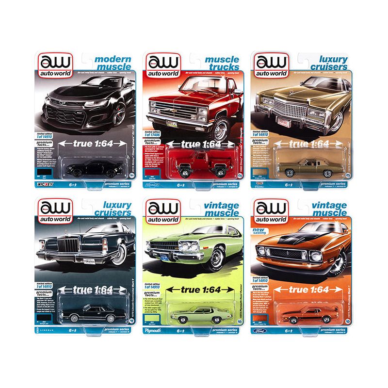 Auto World Premium 2022 Set A of 6 pieces Release 1 1/64 Diecast Model Cars by Auto World