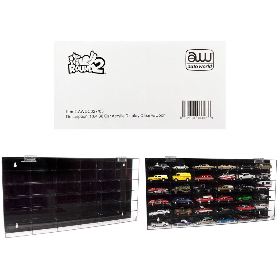 36 Car Acrylic Display Show Case for 1/64 Scale Models by Auto World