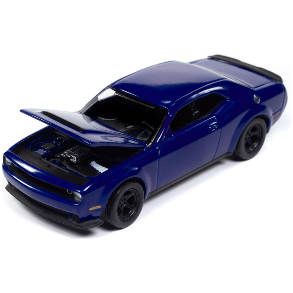 2018 Dodge Challenger SRT Demon Indigo Blue "Mecum Auctions" Limited Edition to 2496 pieces Worldwide "Premium" Series 1/64 Diecast Model Car by Auto World