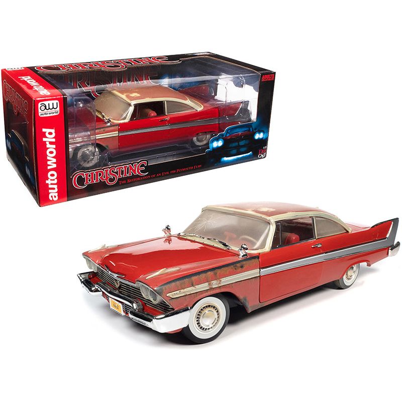 1958 Plymouth Fury Partially Restored Version "Christine" (1983) Movie 1/18 Diecast Model Car by Auto World