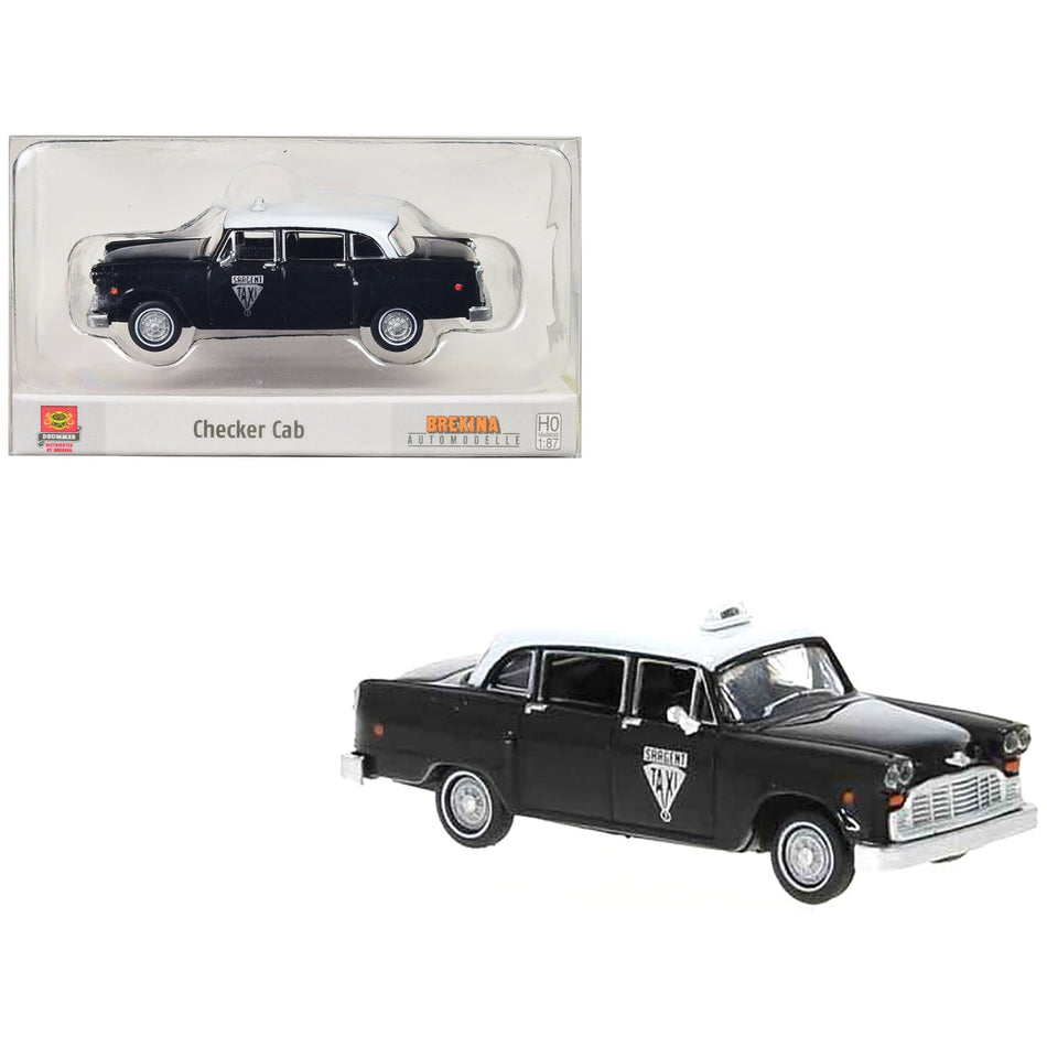 1974 Checker Cab Black and White "Winnipeg" 1/87 (HO) Scale Model Car by Brekina