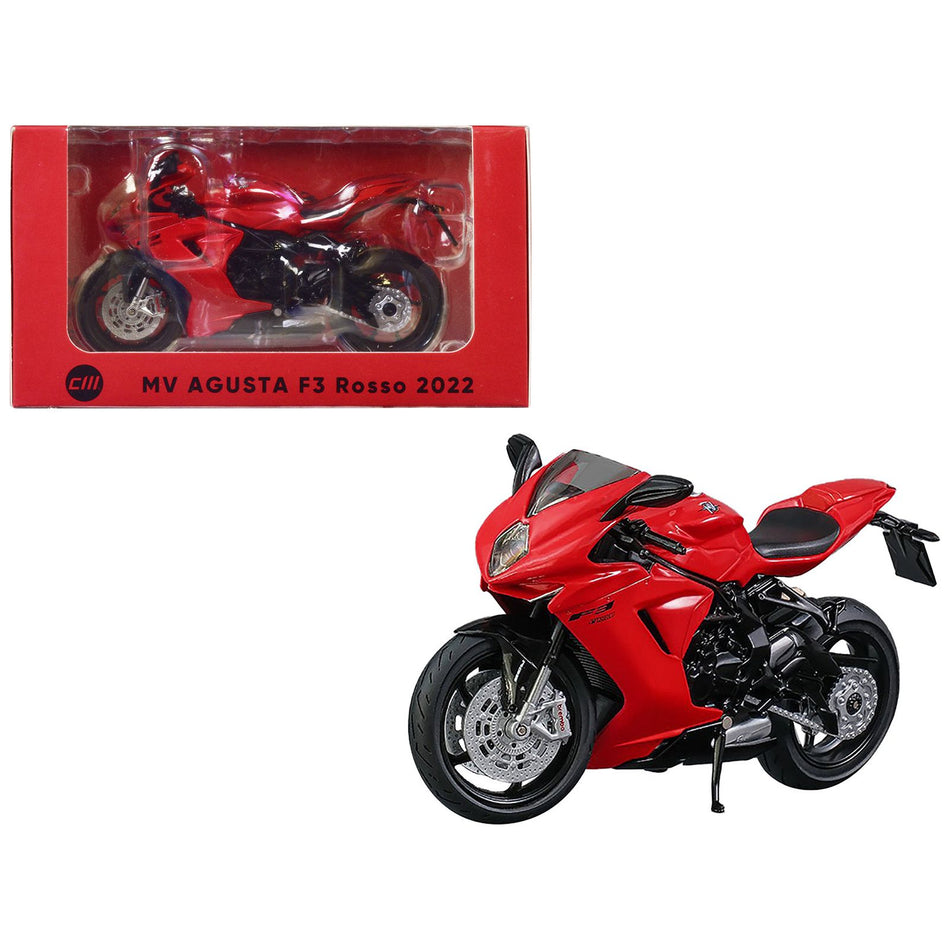 2022 MV Agusta F3 Rosso Motorcycle Red 1/18 Diecast Model by CM Models