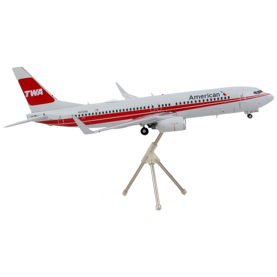 Boeing 737-800 Commercial Aircraft "American Airlines - Trans World Airlines" Gray with Red Stripes "Gemini 200" Series 1/200 Diecast Model Airplane by GeminiJets