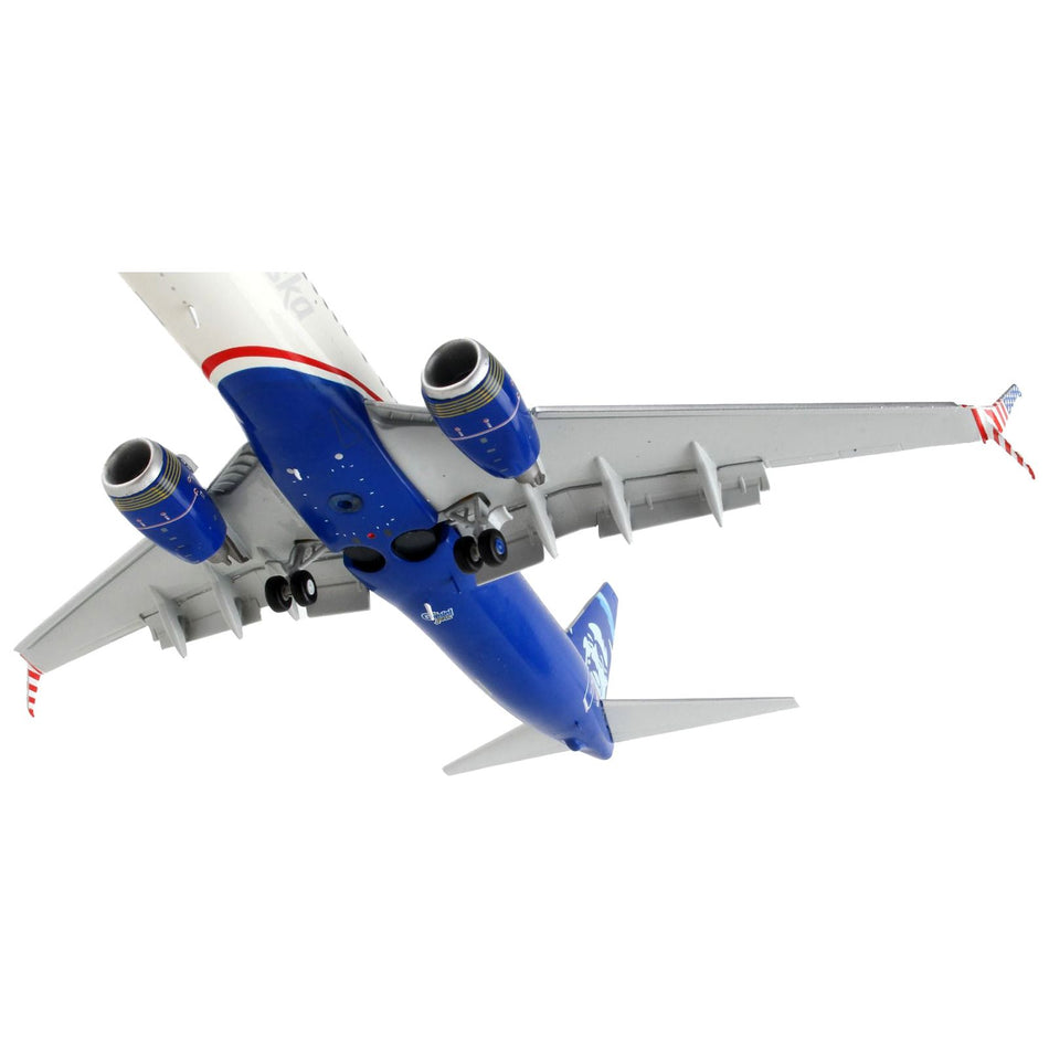 Boeing 737-800 Commercial Aircraft with Flaps Down "Alaska Airlines - Honoring Those Who Serve" White and Blue "Gemini 200" Series 1/200 Diecast Model Airplane by GeminiJets