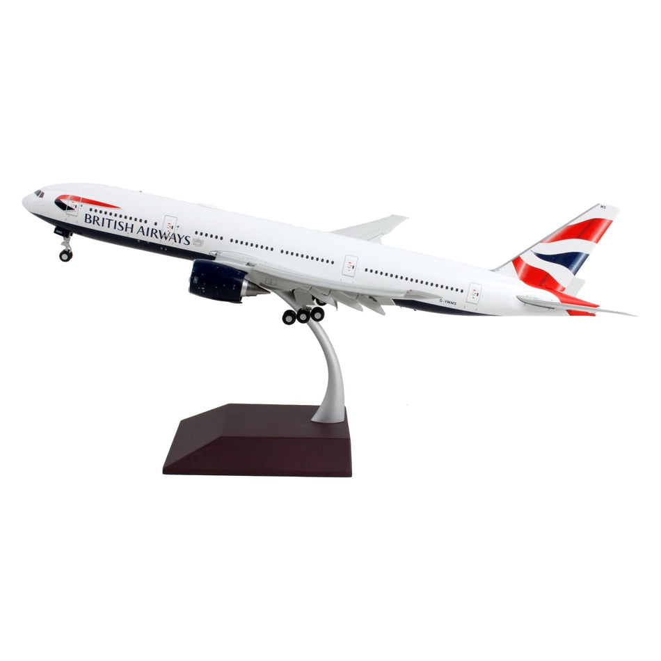 Boeing 777-200ER Commercial Aircraft with Flaps Down "British Airways" White with Striped Tail "Gemini 200" Series 1/200 Diecast Model Airplane by GeminiJets