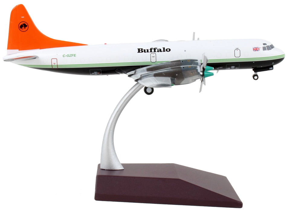 Lockheed L-188 Electra Commercial Aircraft "Buffalo Airways" White and Black with Orange Tail "Gemini 200" Series 1/200 Diecast Model Airplane by GeminiJets