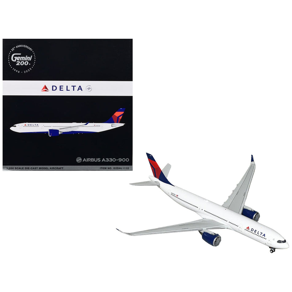 Airbus A330-900 Commercial Aircraft "Delta Air Lines" White with Blue and Red Tail "Gemini 200" Series 1/200 Diecast Model Airplane by GeminiJets