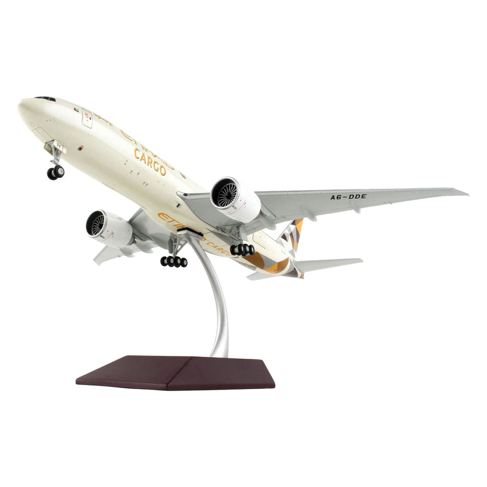 Boeing 777F Commercial Aircraft "Etihad Airways Cargo" Beige with Tail Graphics "Gemini 200 - Interactive" Series 1/200 Diecast Model Airplane by GeminiJets