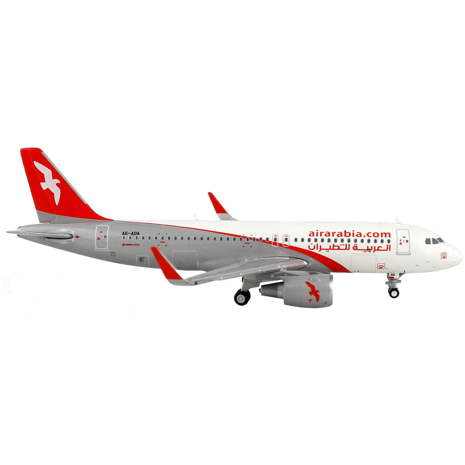 Airbus A320 Commercial Aircraft "Air Arabia" White and Gray with Red Tail 1/400 Diecast Model Airplane by GeminiJets