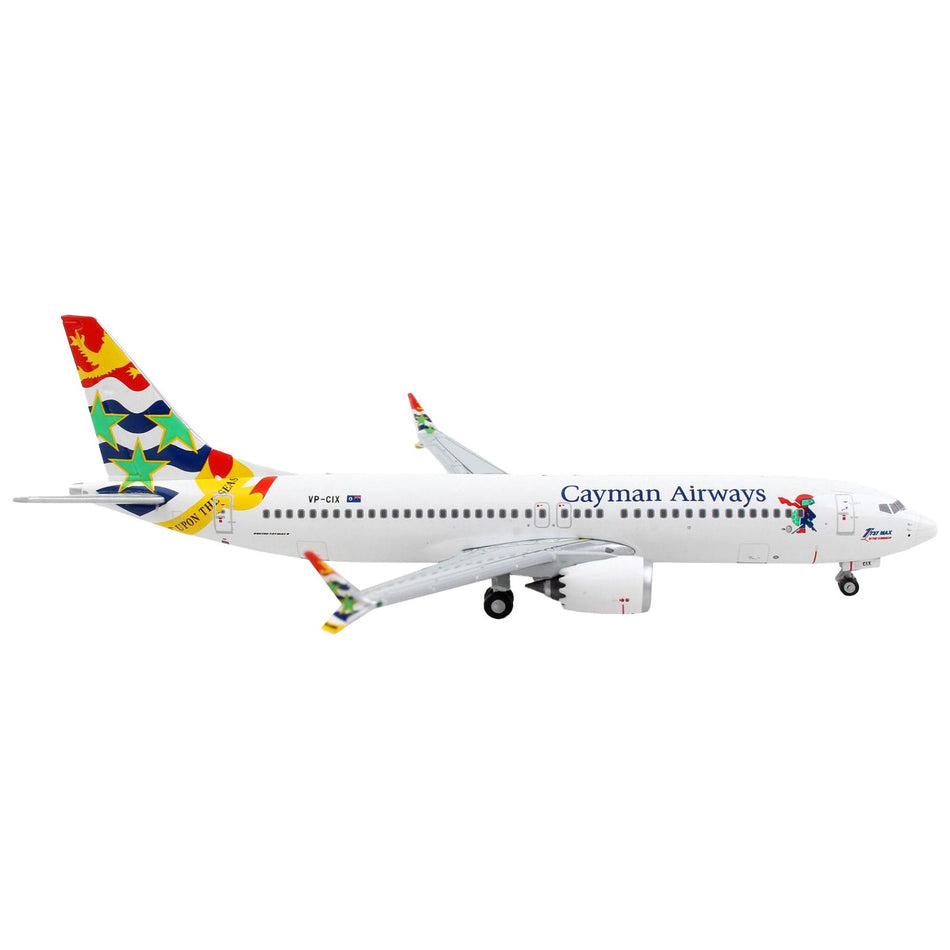 Boeing 737 MAX 8 Commercial Aircraft "Cayman Airways" White with Tail Graphics 1/400 Diecast Model Airplane by GeminiJets