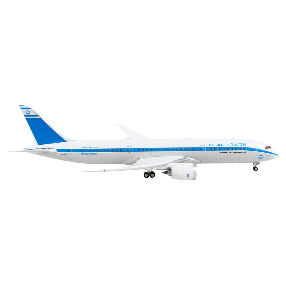 Boeing 787-9 Commercial Aircraft "El Al Israel Airlines" White with Blue Stripes and Tail 1/400 Diecast Model Airplane by GeminiJets