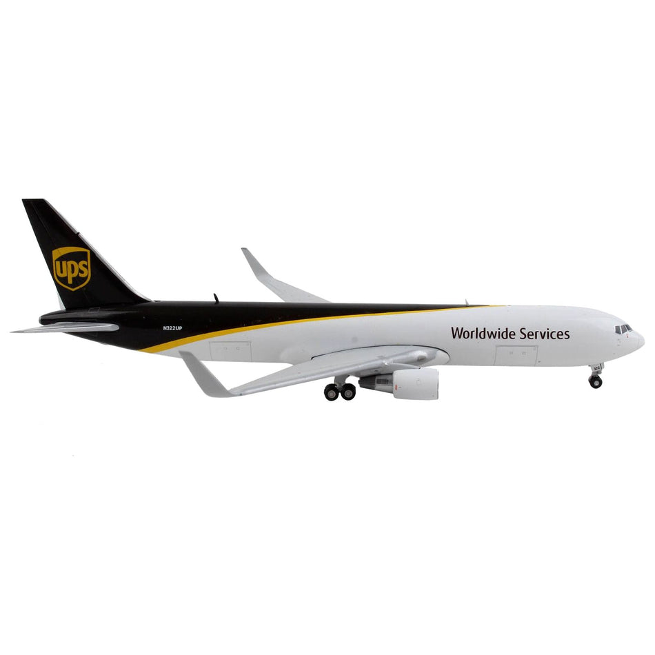 Boeing 767-300F Commercial Aircraft "UPS (United Parcel Service) - Worldwide Services" White and Dark Brown 1/400 Diecast Model Airplane by GeminiJets