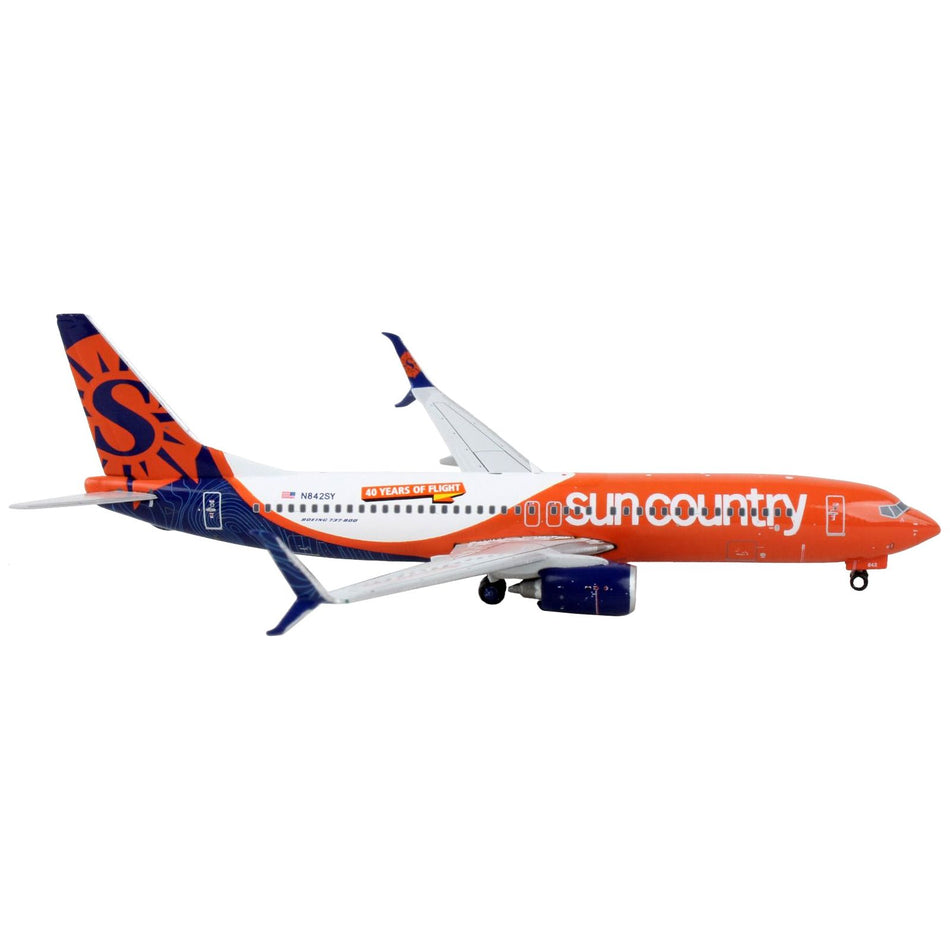 Boeing 737-800 Commercial Aircraft "Sun Country Airlines" Orange and Blue with White 1/400 Diecast Model Airplane by GeminiJets