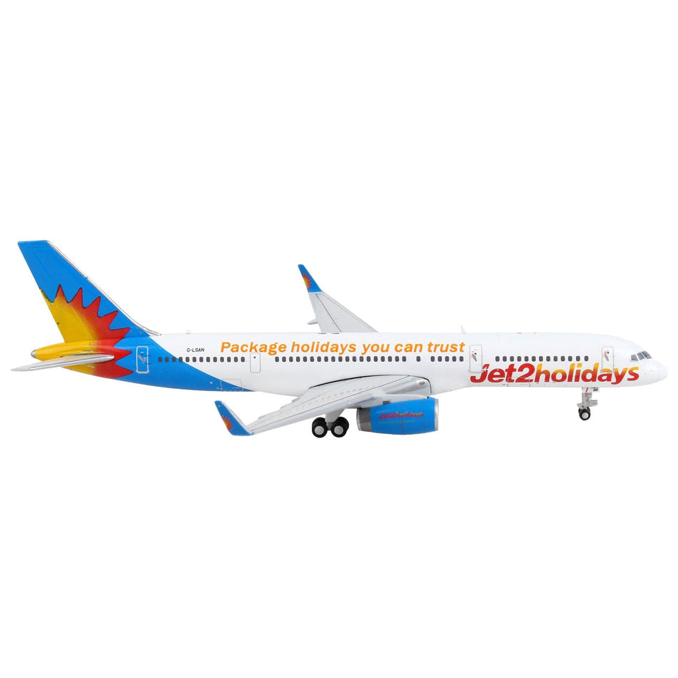 Boeing 757-200 Commercial Aircraft "Jet2 Holidays" White with Blue Tail 1/400 Diecast Model Airplane by GeminiJets