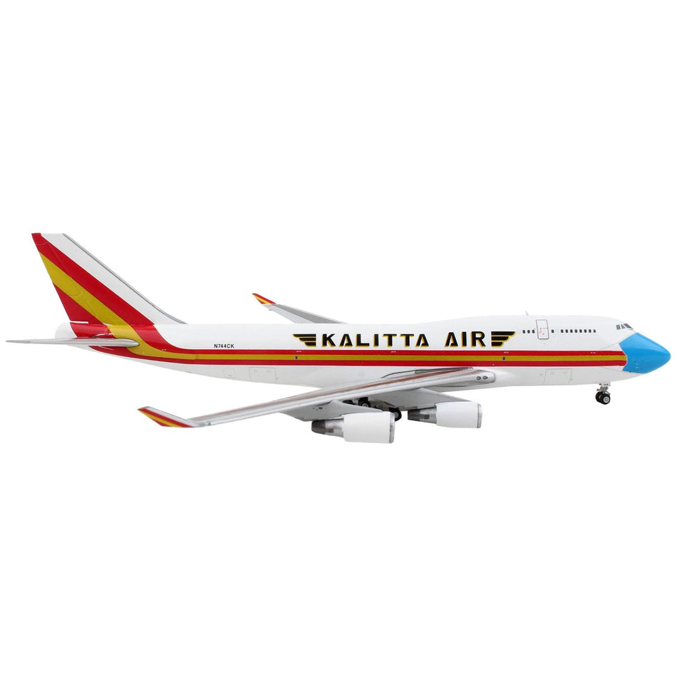 Boeing 747-400F Commercial Aircraft "Kalitta Air" White with Stripes "Mask" Livery 1/400 Diecast Model Airplane by GeminiJets