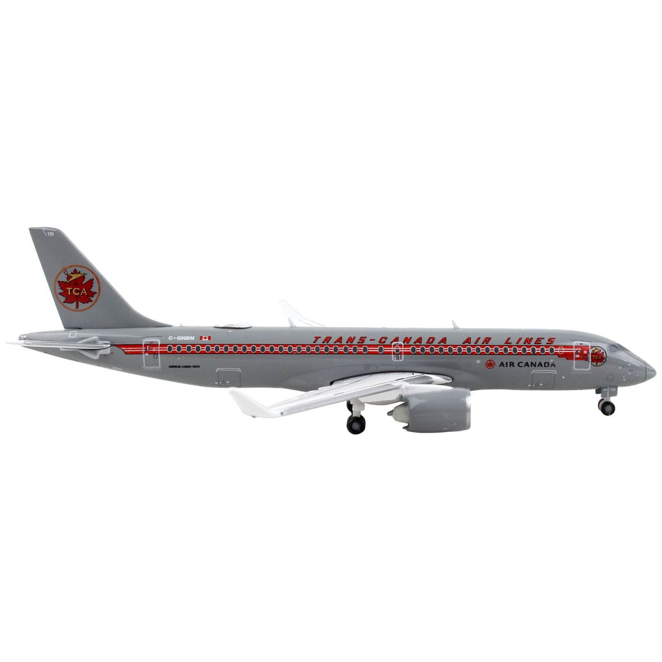 Airbus A220-300 Commercial Aircraft "Trans-Canada Air Lines - Air Canada" Gray with Red Stripes 1/400 Diecast Model Airplane by GeminiJets