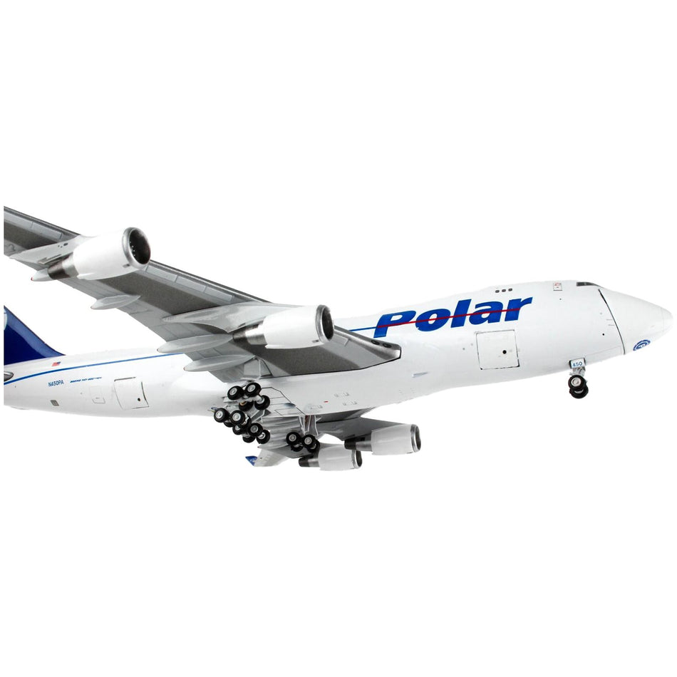 Boeing 747-400F Commercial Aircraft "Polar Air Cargo" White with Blue Tail "Interactive Series" 1/400 Diecast Model Airplane by GeminiJets