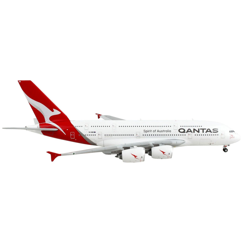 Airbus A380 Commercial Aircraft "Qantas Airways" White and Gray with Red Tail  1/400 Diecast Model Airplane by GeminiJets