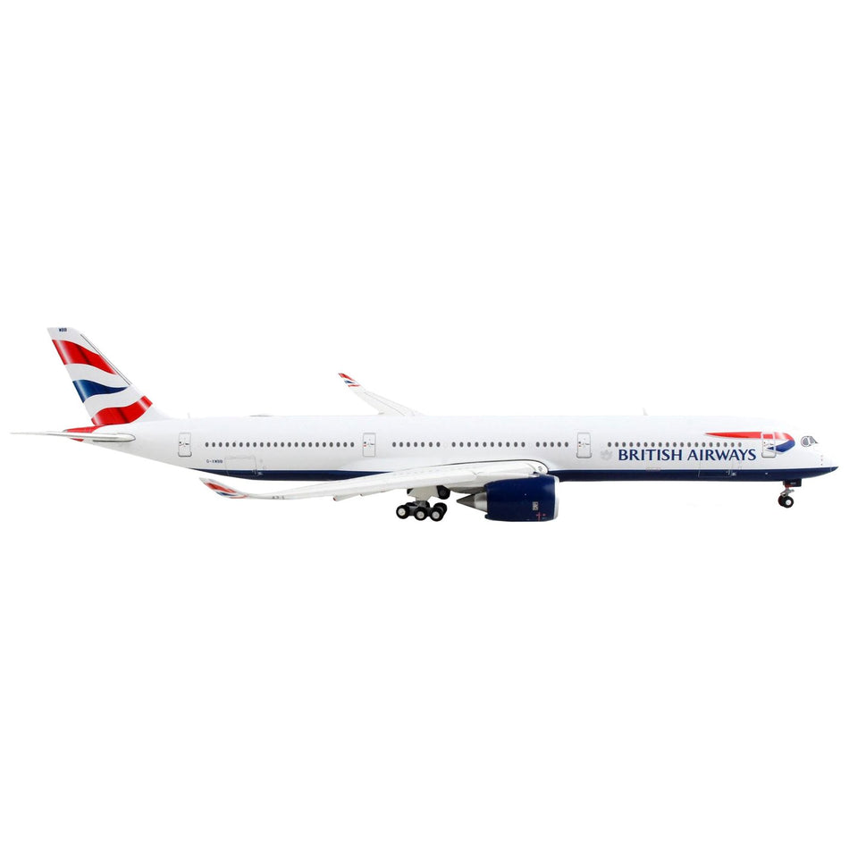 Airbus A350-1000 Commercial Aircraft with Flaps Down "British Airways" White with Tail Stripes 1/400 Diecast Model Airplane by GeminiJets