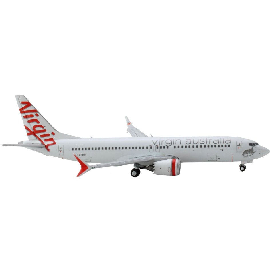 Boeing 737 MAX 8 Commercial Aircraft "Virgin Australia" White with Red Tail Graphics 1/400 Diecast Model Airplane by GeminiJets