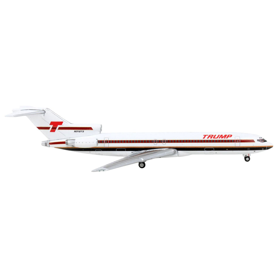 Boeing 727-200 Commercial Aircraft "Trump Shuttle" White with Red Stripes 1/400 Diecast Model Airplane by GeminiJets