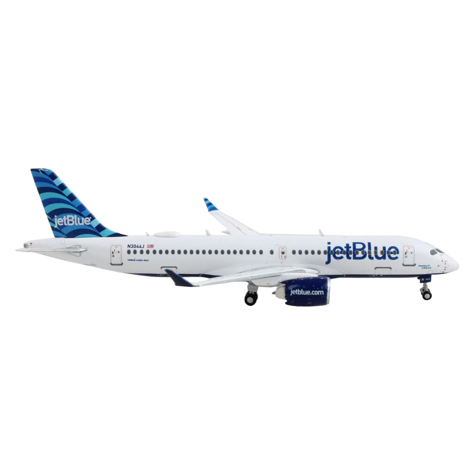 Airbus A220-300 Commercial Aircraft "JetBlue Airways" White with Blue Tail 1/400 Diecast Model Airplane by GeminiJets