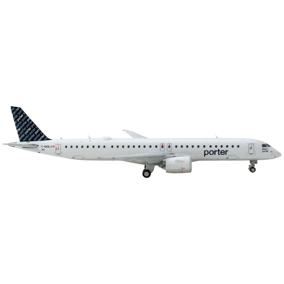 Embraer E195-E2 Commercial Aircraft "Porter Airlines" White with Blue Tail 1/400 Diecast Model Airplane by GeminiJets