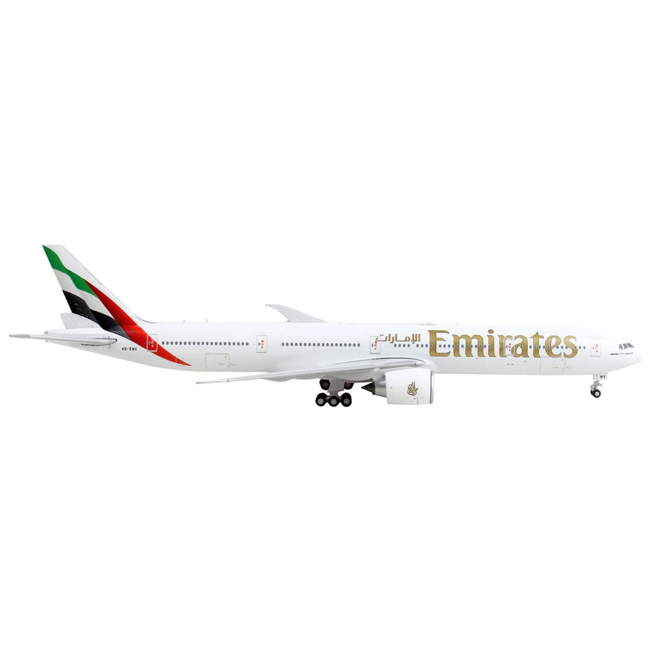 Boeing 777-300ER Commercial Aircraft "Emirates Airlines" White with Tail Stripes 1/400 Diecast Model Airplane by GeminiJets