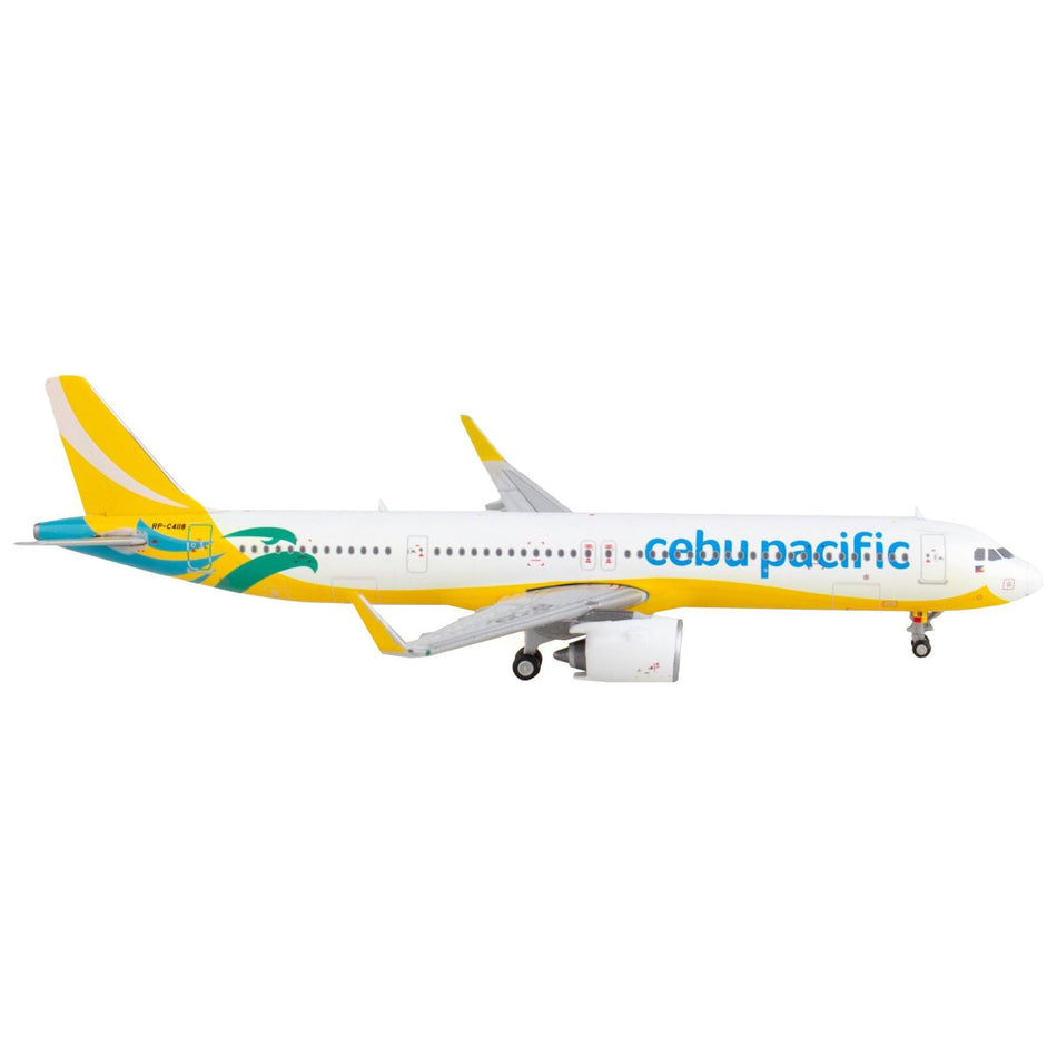 Airbus A321neo Commercial Aircraft "Cebu Pacific" Yellow and White 1/400 Diecast Model Airplane by GeminiJets