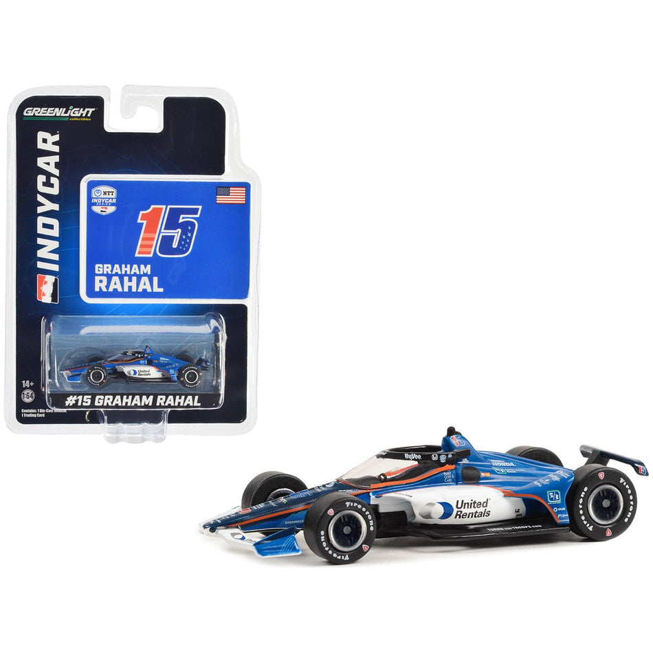 Dallara IndyCar #15 Graham Rahal / Rahal Letterman Lanigan Racing United Rentals "NTT IndyCar Series" (2023) 1/64 Diecast Model Car by Greenlight