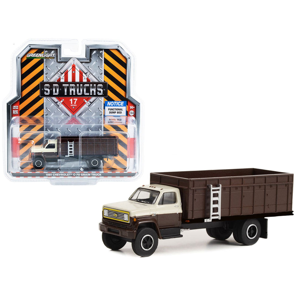 1981 Chevrolet C-70 Grain Truck Brown and Tan with Brown Bed "S.D. Trucks" Series 17 1/64 Diecast Model Car by Greenlight