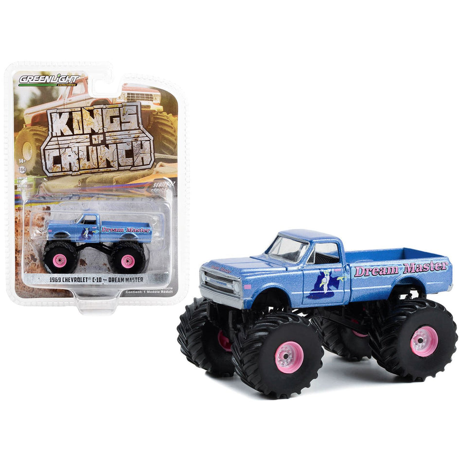 1969 Chevrolet C-10 Monster Truck Blue Metallic "Dream Master" "Kings of Crunch" Series 12 1/64 Diecast Model Car by Greenlight