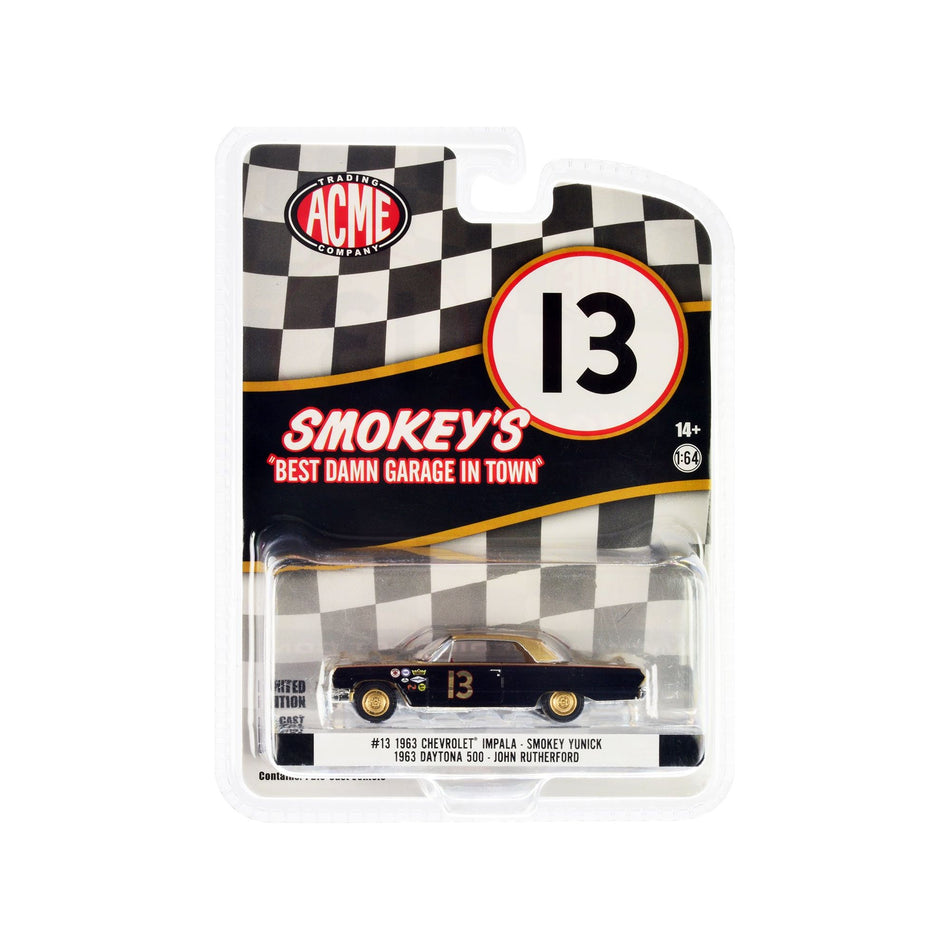 1963 Chevrolet Impala #13 Johnny Rutherford "Smokey Yunick's Garage" "Daytona 500" (1963) 1/64 Diecast Model Car by Greenlight for ACME