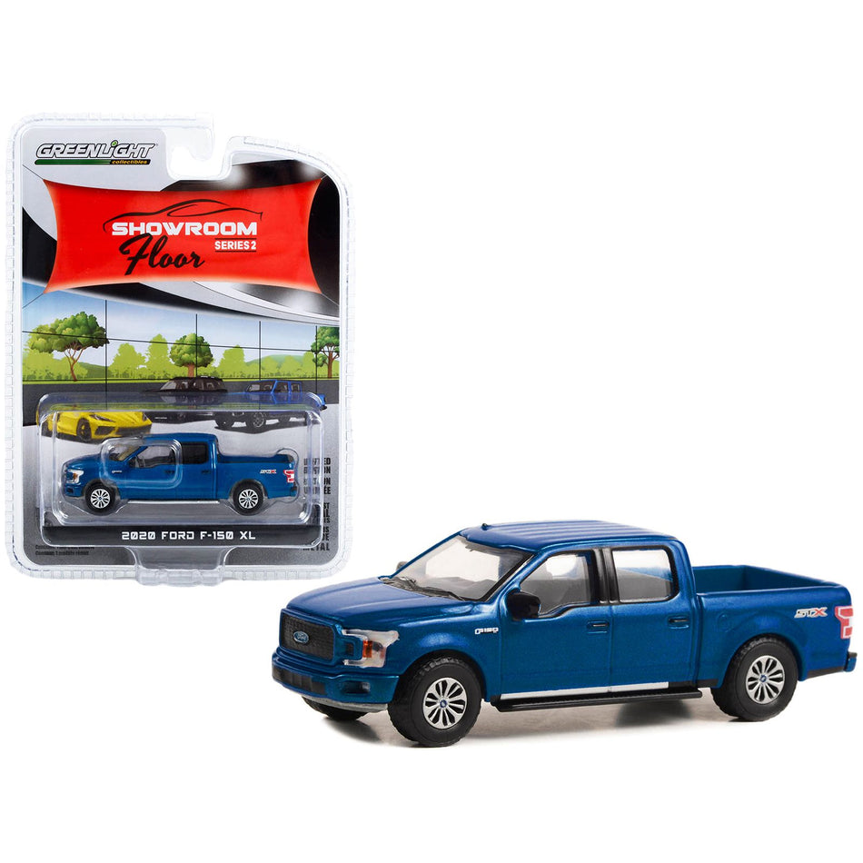 2020 Ford F-150 XL STX Package Pickup Truck Velocity Blue "Showroom Floor" Series 2 1/64 Diecast Model Car by Greenlight