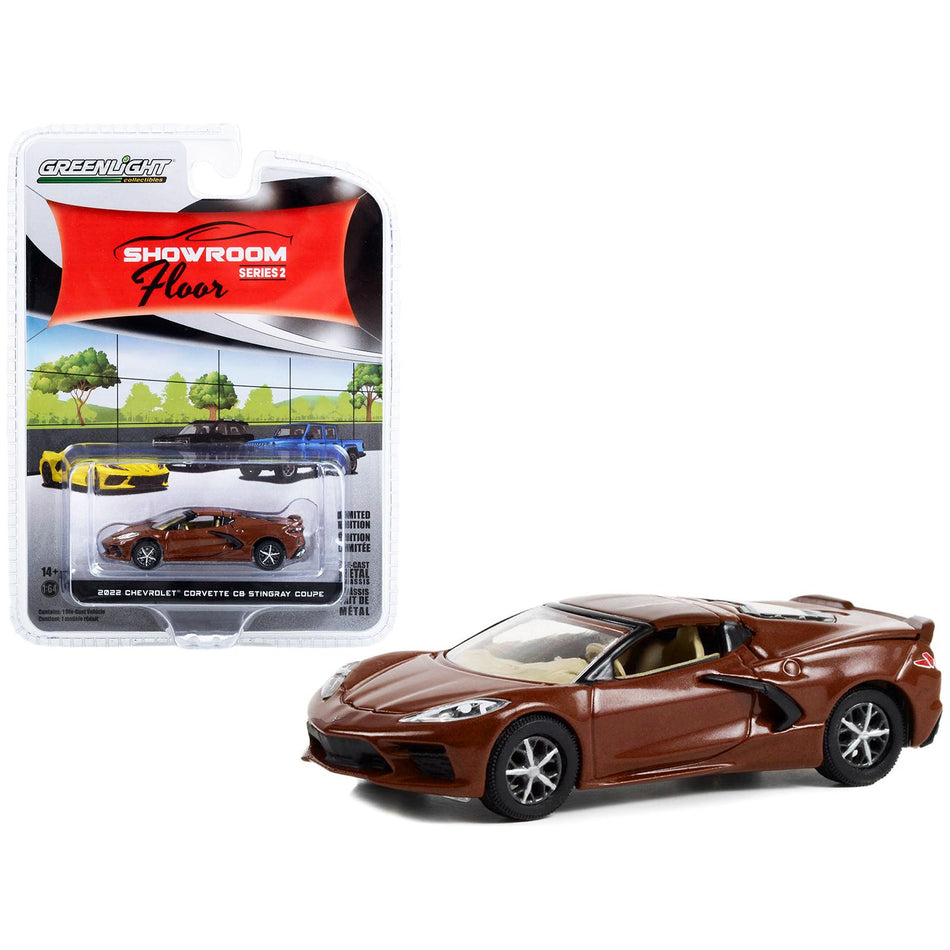 2022 Chevrolet Corvette C8 Stingray Coupe Caffeine Brown Metallic "Showroom Floor" Series 2 1/64 Diecast Model Car by Greenlight