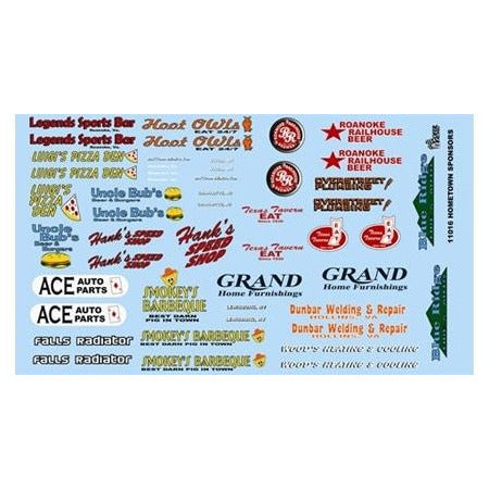 Gofer Racing 1/24 Scale Hometown Sponsors Decal Sheet