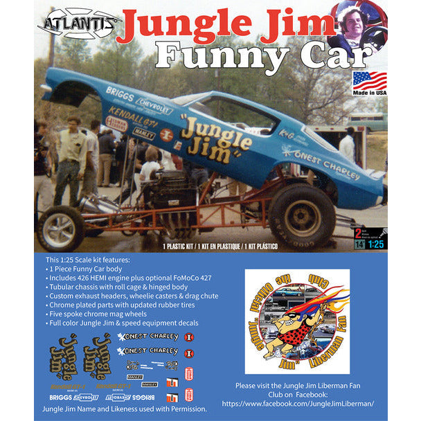 Atlantis Jungle Jim Funny Car 1/25 Scale Model Kit  